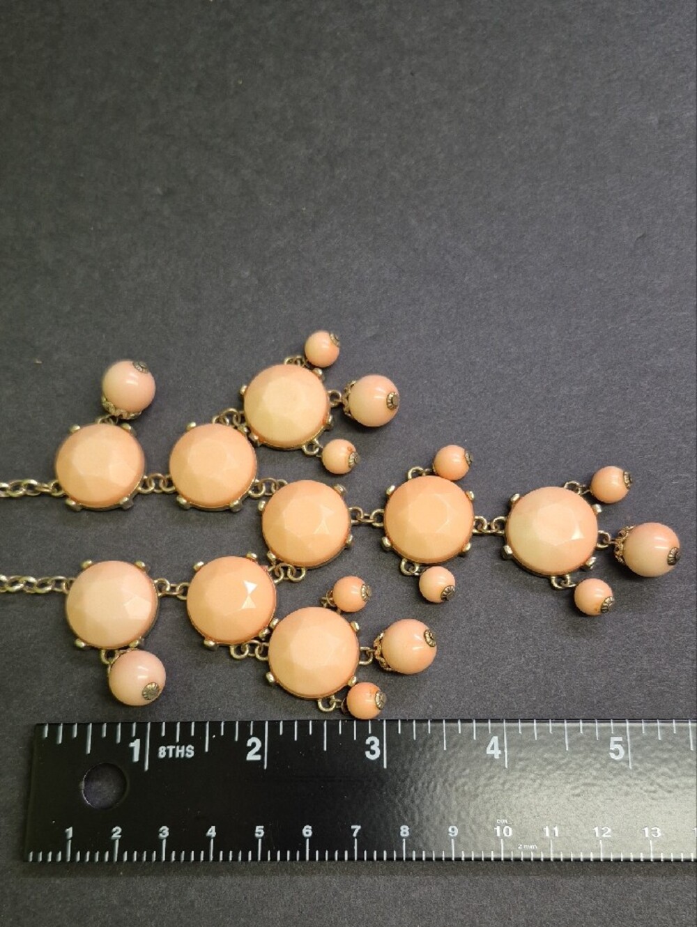 Women's Faceted Peach Chunky Dangle Statement Necklace 17" In. - Unbranded - Picture 6 of 6